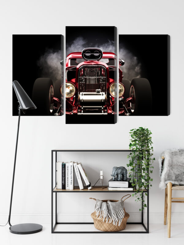 Obraz Wieloczęściowy Samochód Hot Rod Na Tle Dymu - obrazek 10