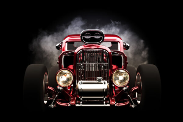 Obraz Wieloczęściowy Samochód Hot Rod Na Tle Dymu - obrazek 2