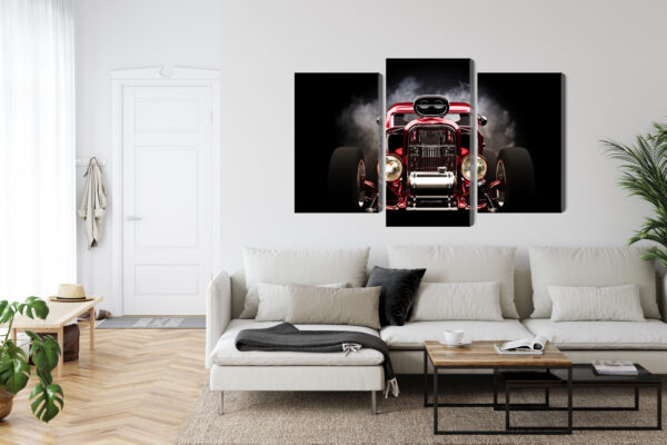 Obraz Wieloczęściowy Samochód Hot Rod Na Tle Dymu - obrazek 7