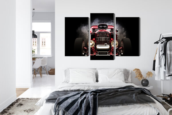 Obraz Wieloczęściowy Samochód Hot Rod Na Tle Dymu - obrazek 8
