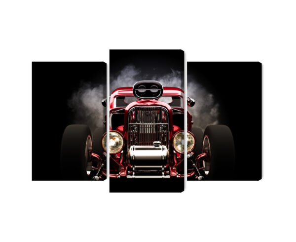 Obraz Wieloczęściowy Samochód Hot Rod Na Tle Dymu - obrazek 3