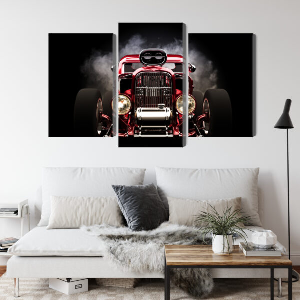 Obraz Wieloczęściowy Samochód Hot Rod Na Tle Dymu - obrazek 5