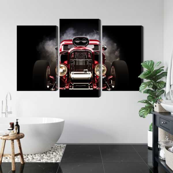 Obraz Wieloczęściowy Samochód Hot Rod Na Tle Dymu - obrazek 6