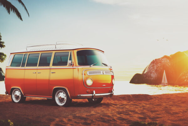 Obraz Wieloczęściowy Retro Samochód Na Plaży - obrazek 2