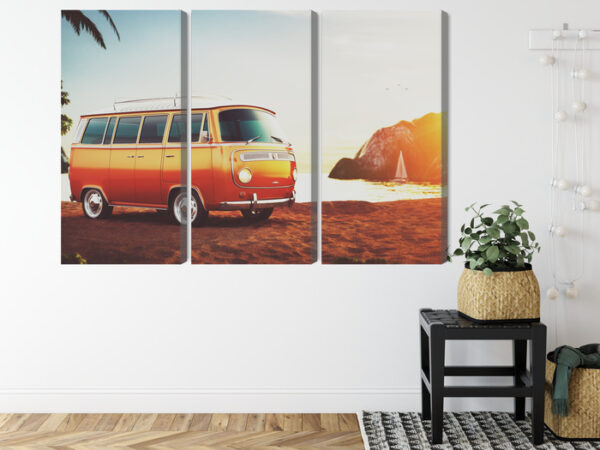 Obraz Wieloczęściowy Retro Samochód Na Plaży - obrazek 9