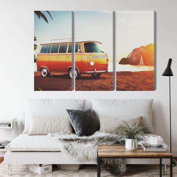 Obraz Wieloczęściowy Retro Samochód Na Plaży - obrazek 5