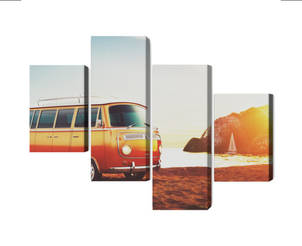 Obraz Wieloczęściowy Retro Samochód Na Plaży - obrazek 3