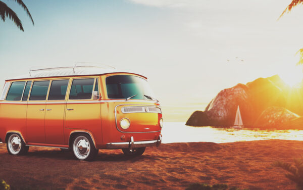 Obraz Wieloczęściowy Retro Samochód Na Plaży - obrazek 2