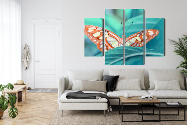 Obraz Wieloczęściowy Motyl Na Liściu W Skali Makro - obrazek 7