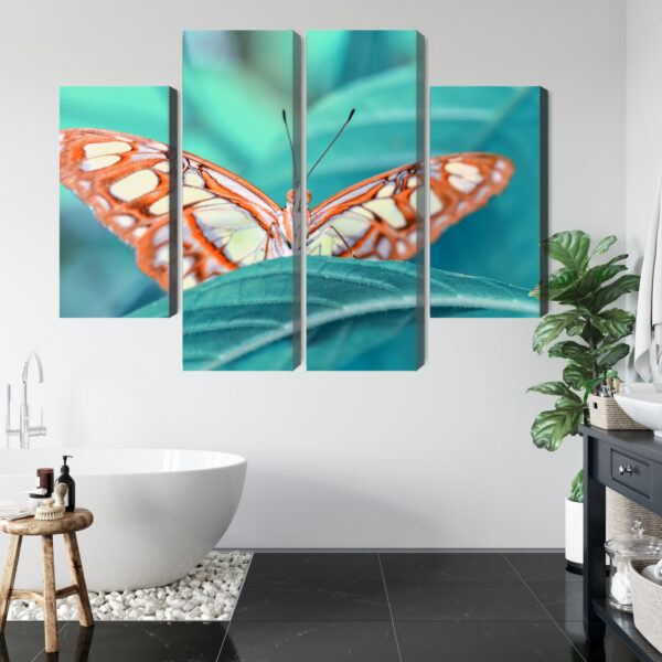 Obraz Wieloczęściowy Motyl Na Liściu W Skali Makro - obrazek 6
