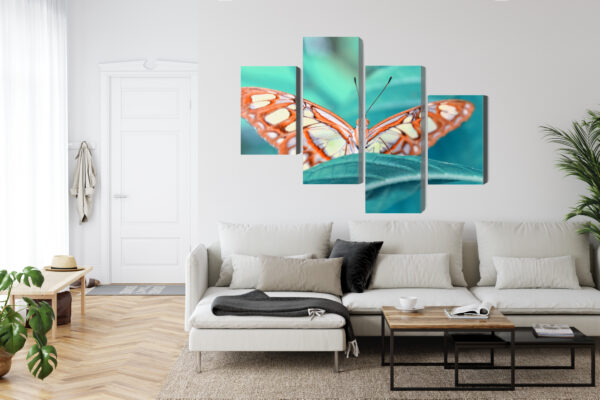 Obraz Wieloczęściowy Motyl Na Liściu W Skali Makro - obrazek 7