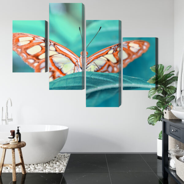Obraz Wieloczęściowy Motyl Na Liściu W Skali Makro - obrazek 6
