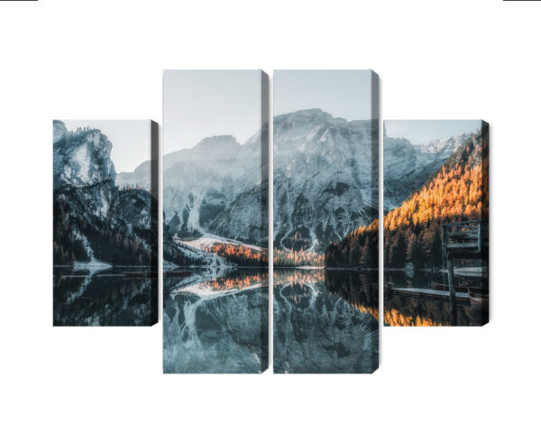 Obraz Wieloczęściowy Włoskie Jezioro Braies 3D - obrazek 3