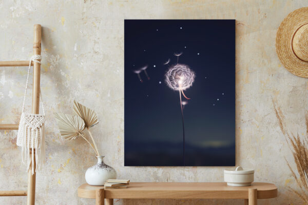 Plakat Delikatny Mniszek Lekarski Na Tle Nocnego Nieba - obrazek 7