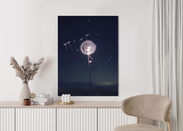 Plakat Delikatny Mniszek Lekarski Na Tle Nocnego Nieba - obrazek 6