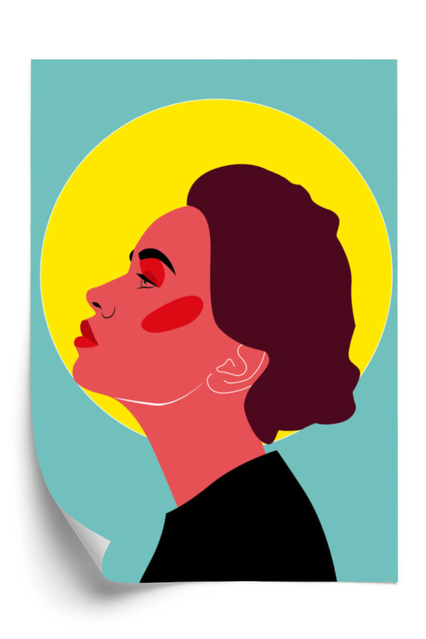 Plakat Zamyślona Kobieta Pop Art W Stylu Retro - obrazek 3