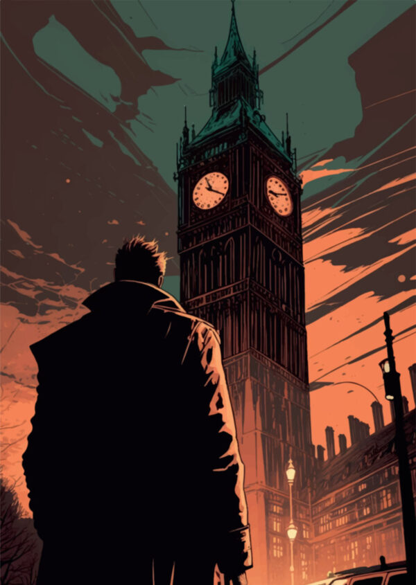 Plakat Mężczyzna I Big Ben W Komiksowym Stylu - obrazek 2