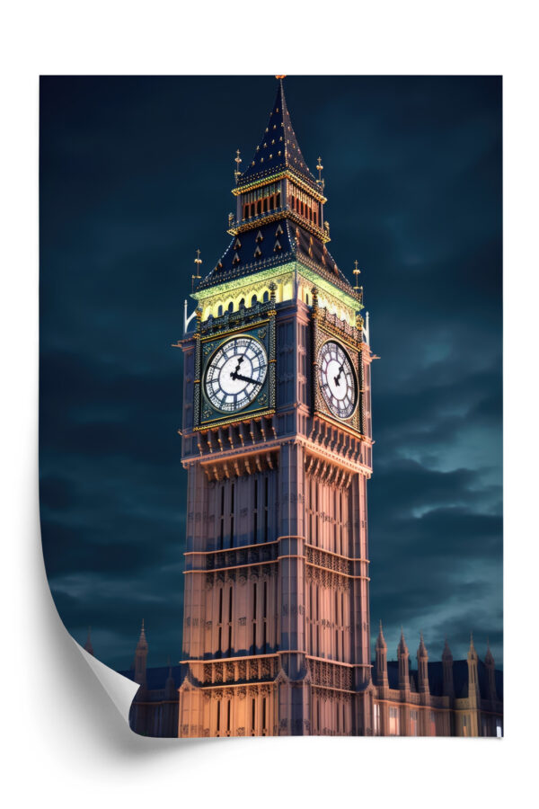 Plakat Londyński Big Ben Nocą - obrazek 3