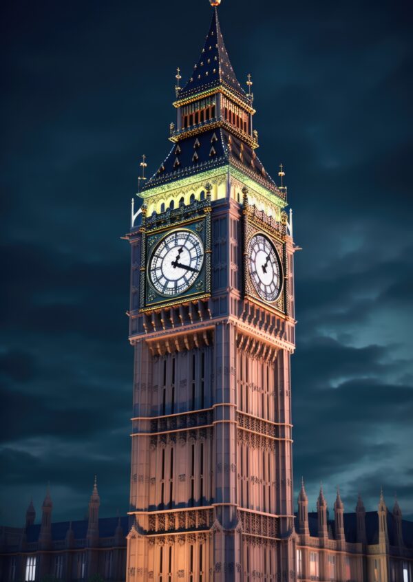 Plakat Londyński Big Ben Nocą - obrazek 2