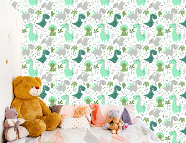 Tapeta Do Pokoju Dziecka Dinozaury Kaktusy - obrazek 8