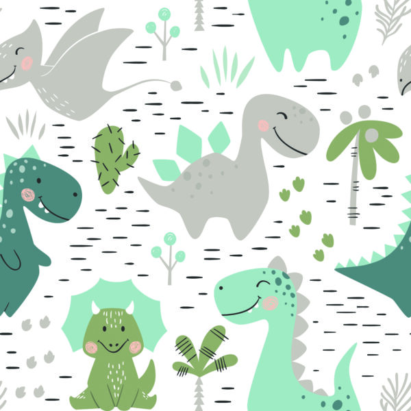 Tapeta Do Pokoju Dziecka Dinozaury Kaktusy - obrazek 2