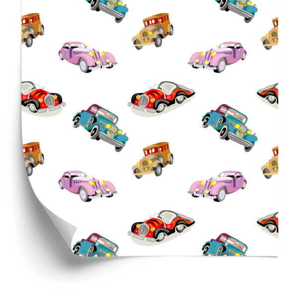 Tapeta Dla Dzieci - Kolorowe Autka Retro - obrazek 4