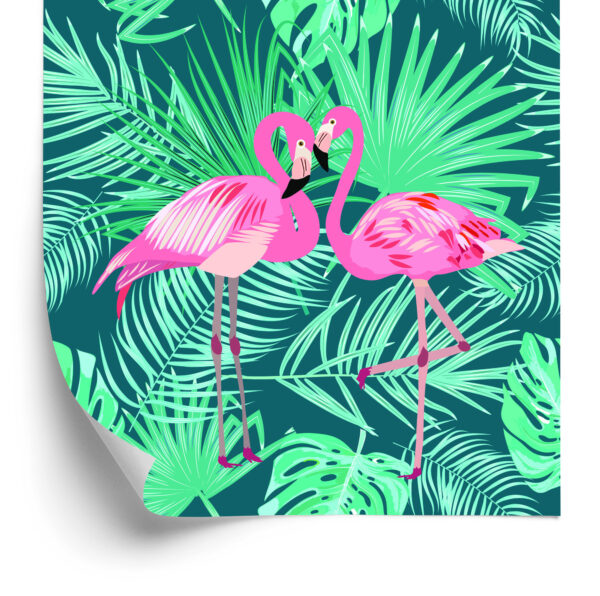 Tapeta Dekoracyjna Flamingi Liście - obrazek 4